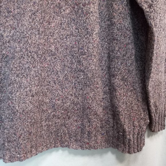 Sag Harbor Brown With Flecks Rounded V- Neck Knit Tunic Sweater Large (T-344) - Picture 3 of 8